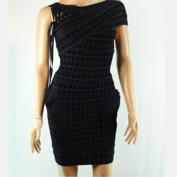 HERVE LEGER BATEAU MINI BLACK DRESS SIZE M - Picture 3 of 16